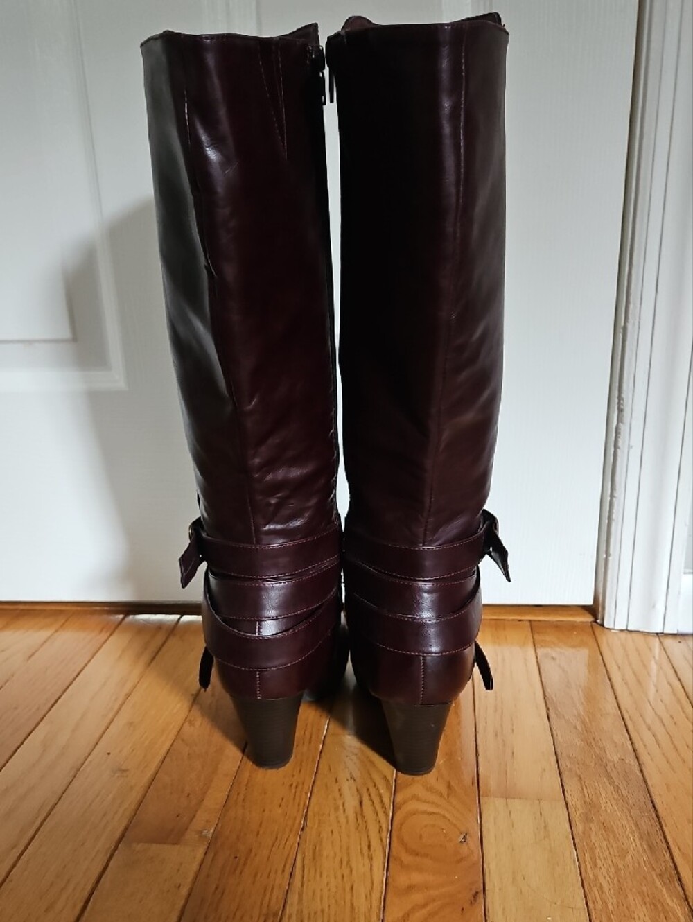 Women’s Tall Buckle Riding Style Boots in Dark Brown Leather - Picture 5 of 13